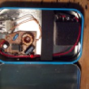 Close-up of case with battery removed